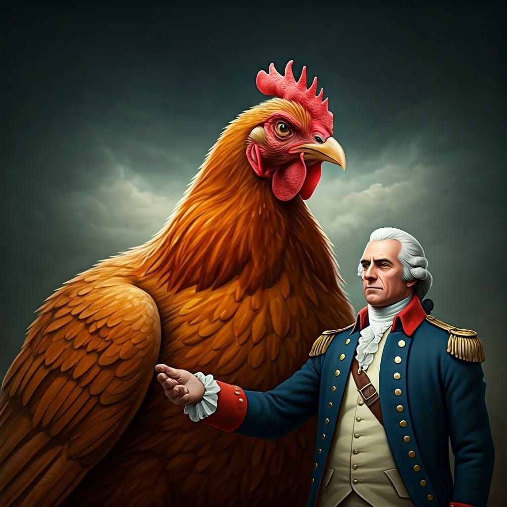 Anthropomorphic Chicken Captures British General in Cartoon