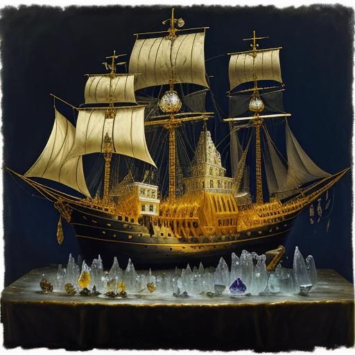 Crystal Ship with Crystal Mice and Rats