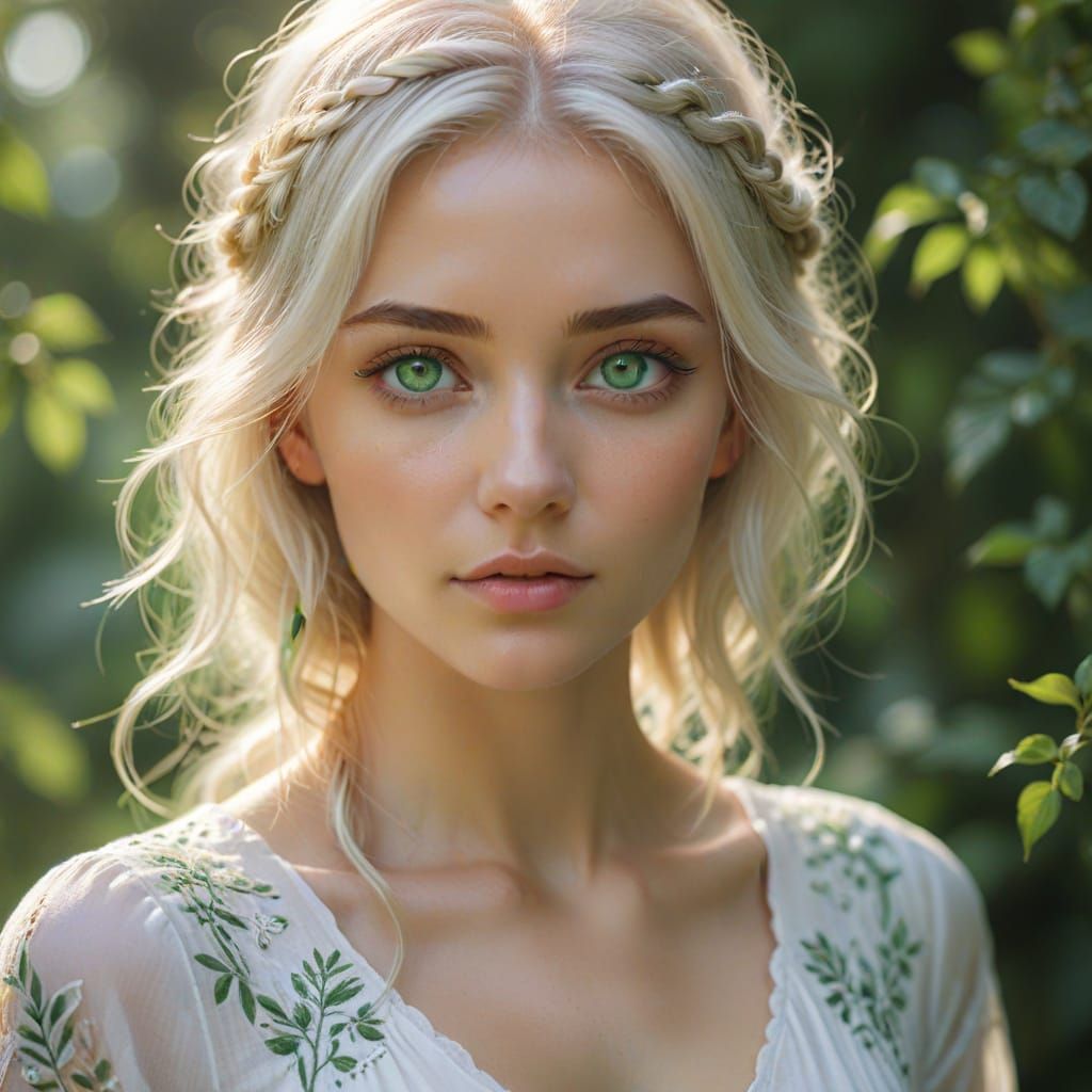 Dreamy Watercolor Portrait of a Captivating Young Woman in S...