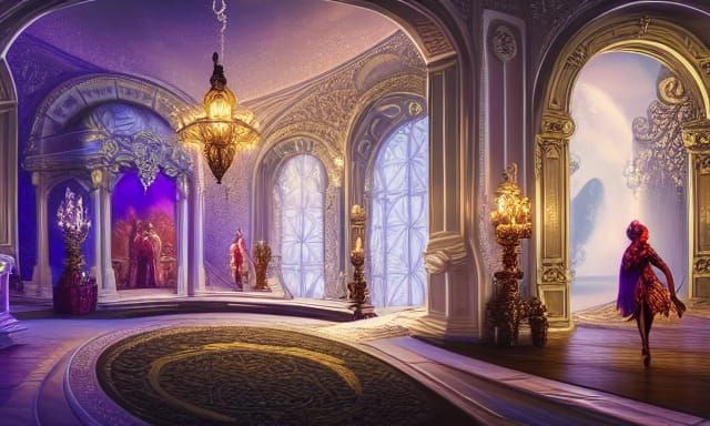 Opulent Mansion Foyer Party in Detailed Digital Art