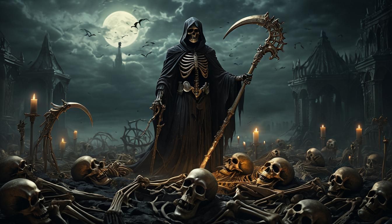 Eerie Grim Reaper in Gothic Digital Painting