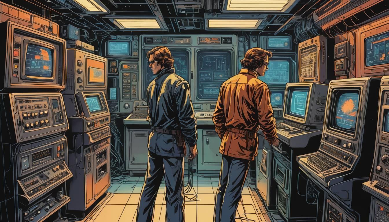 Retro-Futuristic Comic Book Character in Video Studio