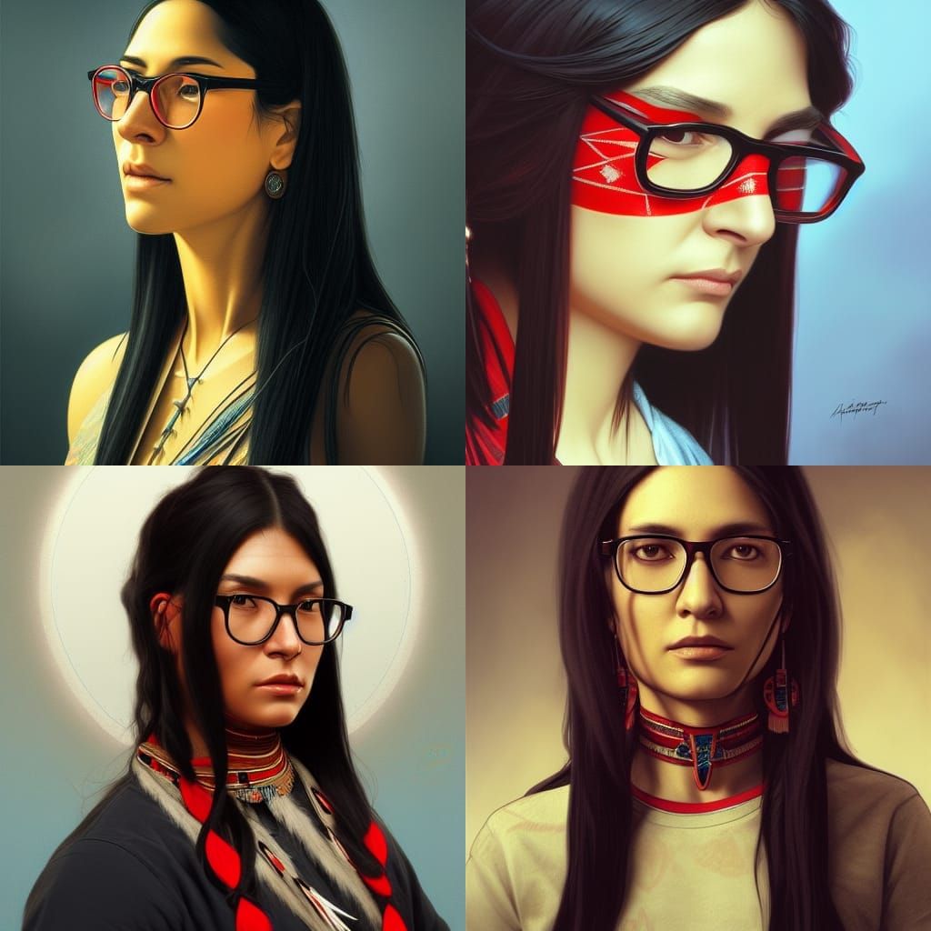Native American Woman Portrait in Hyperdetailed Style