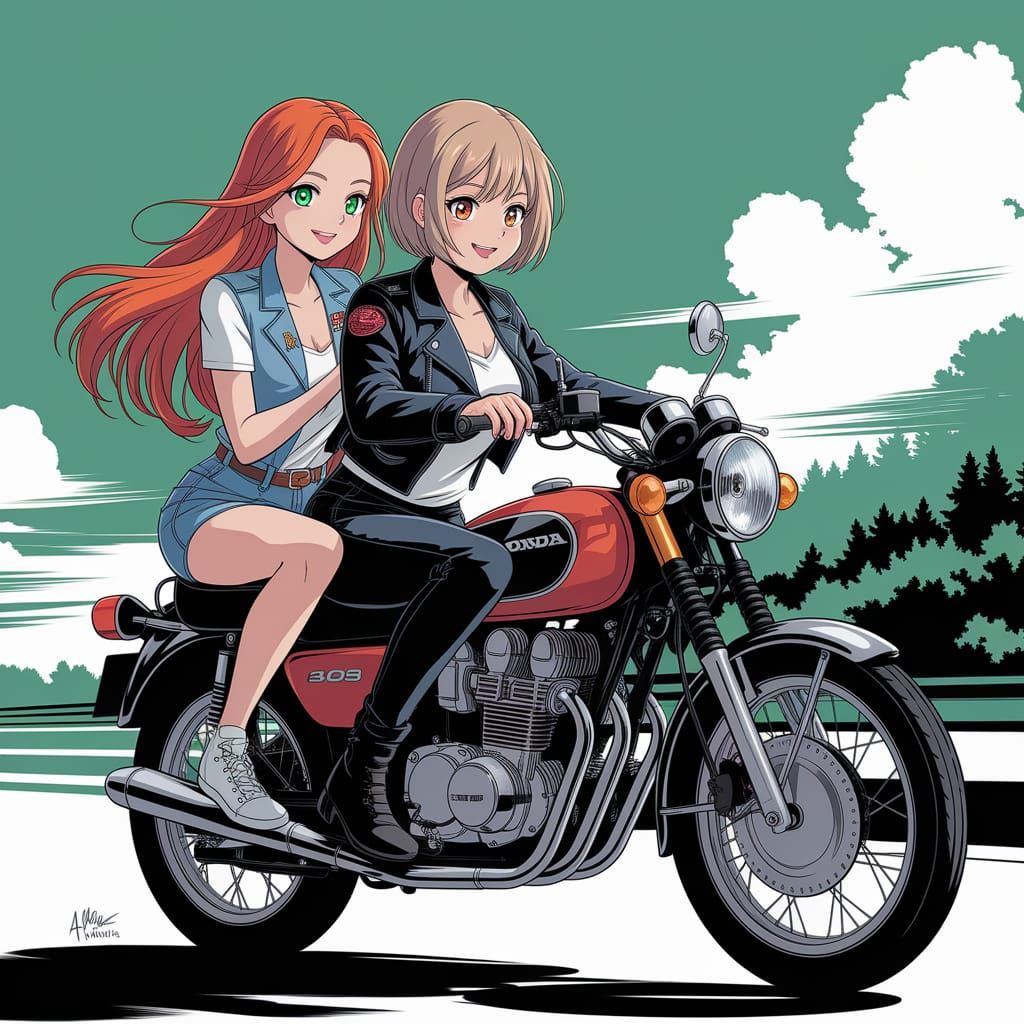 Japanese Women on Motorcycle: Anime Manga Road Trip