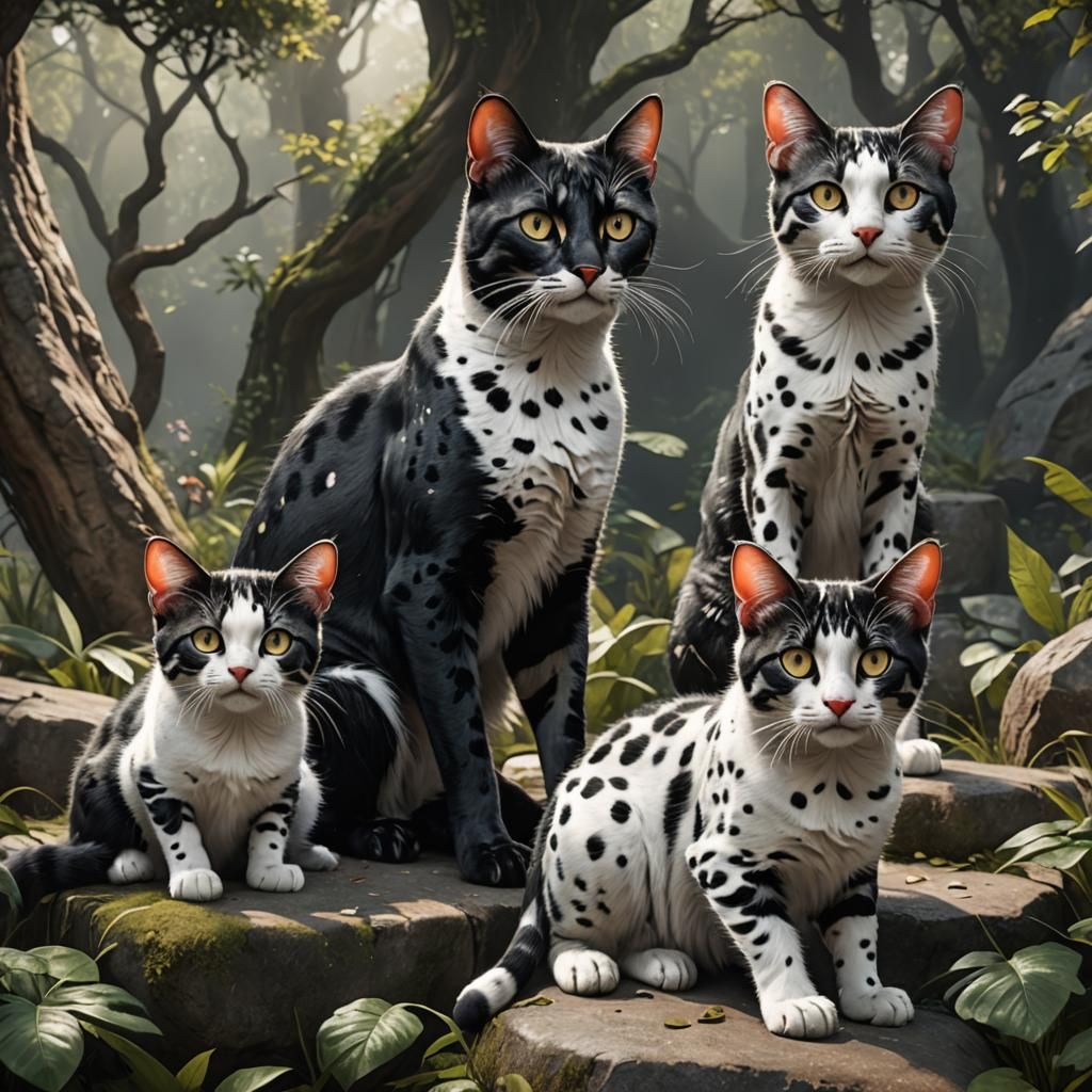 Black and White Spotted Cats: Fantasy Concept Art