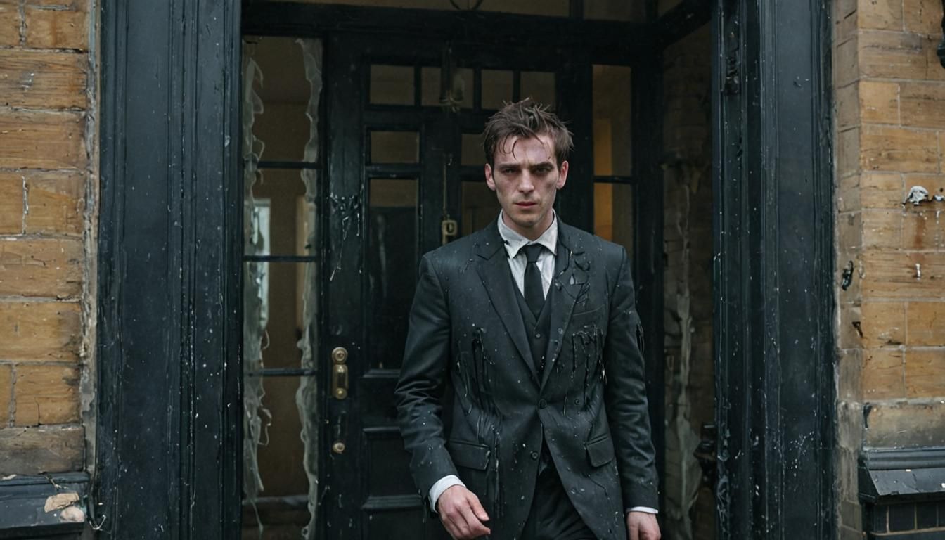 Ectoplasmic Figure at Pittshouse Doorway: Cinematic Still