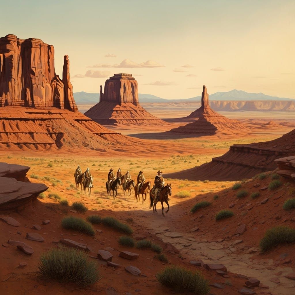 Escalante Expedition Through Utah Desert in Western Art Styl...