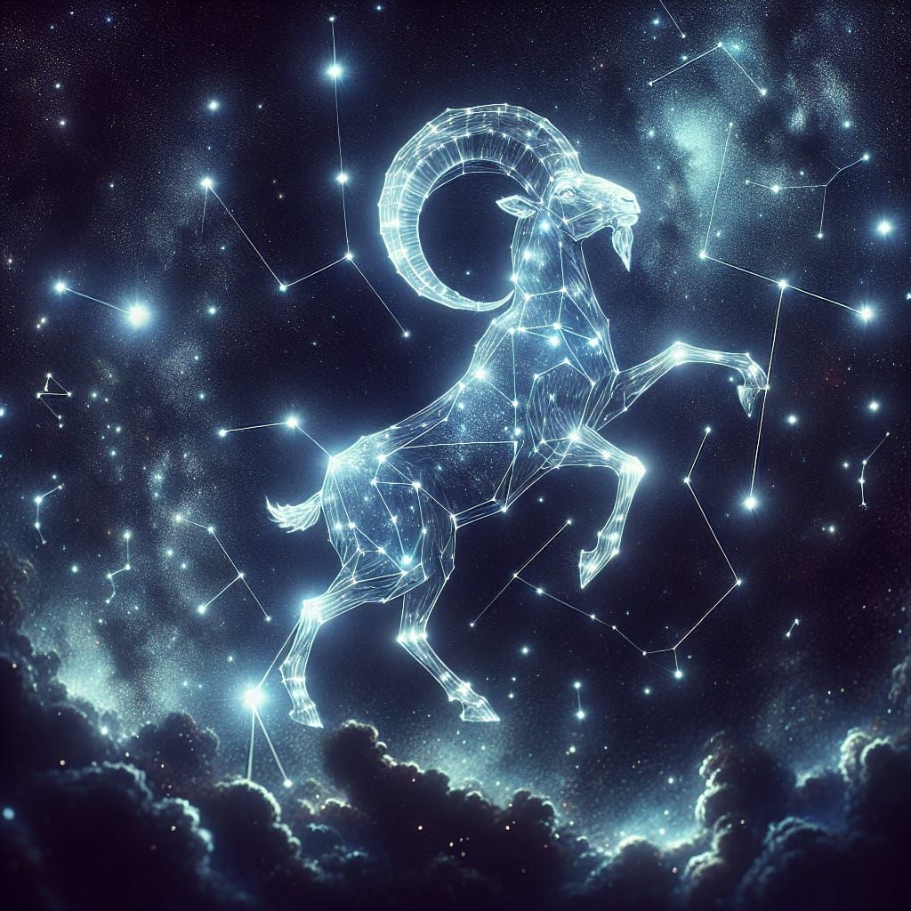 Aries Constellation Shines in Starry Night Sky