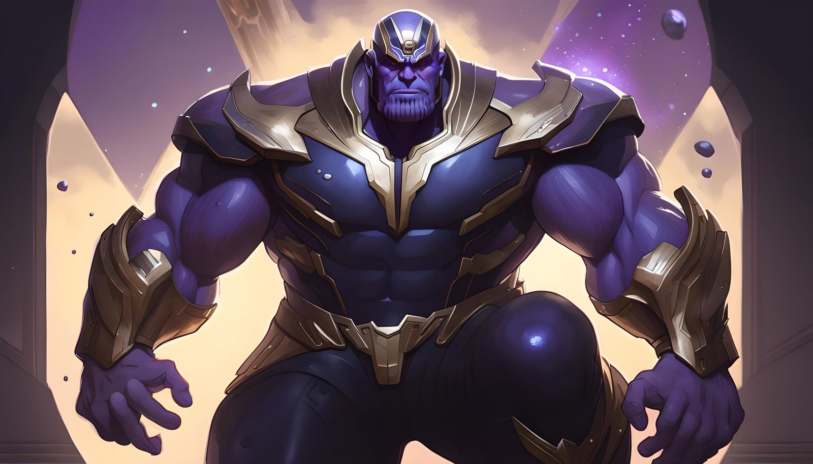Detailed Portrait of Thanos in Digital Art Style