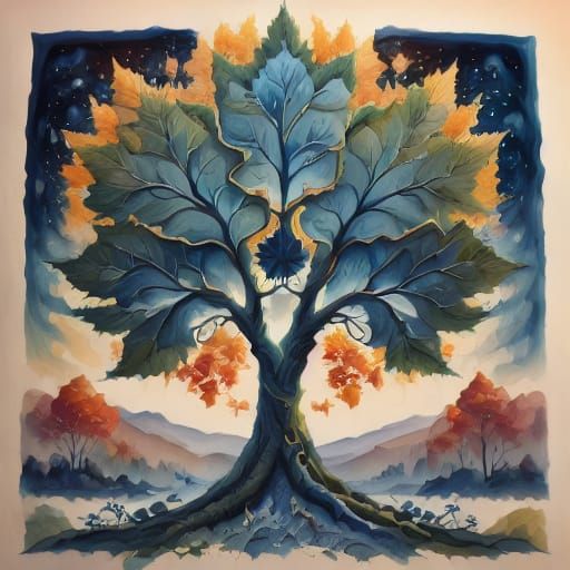 Art Deco Sun Over Sea in Neo-Impressionism