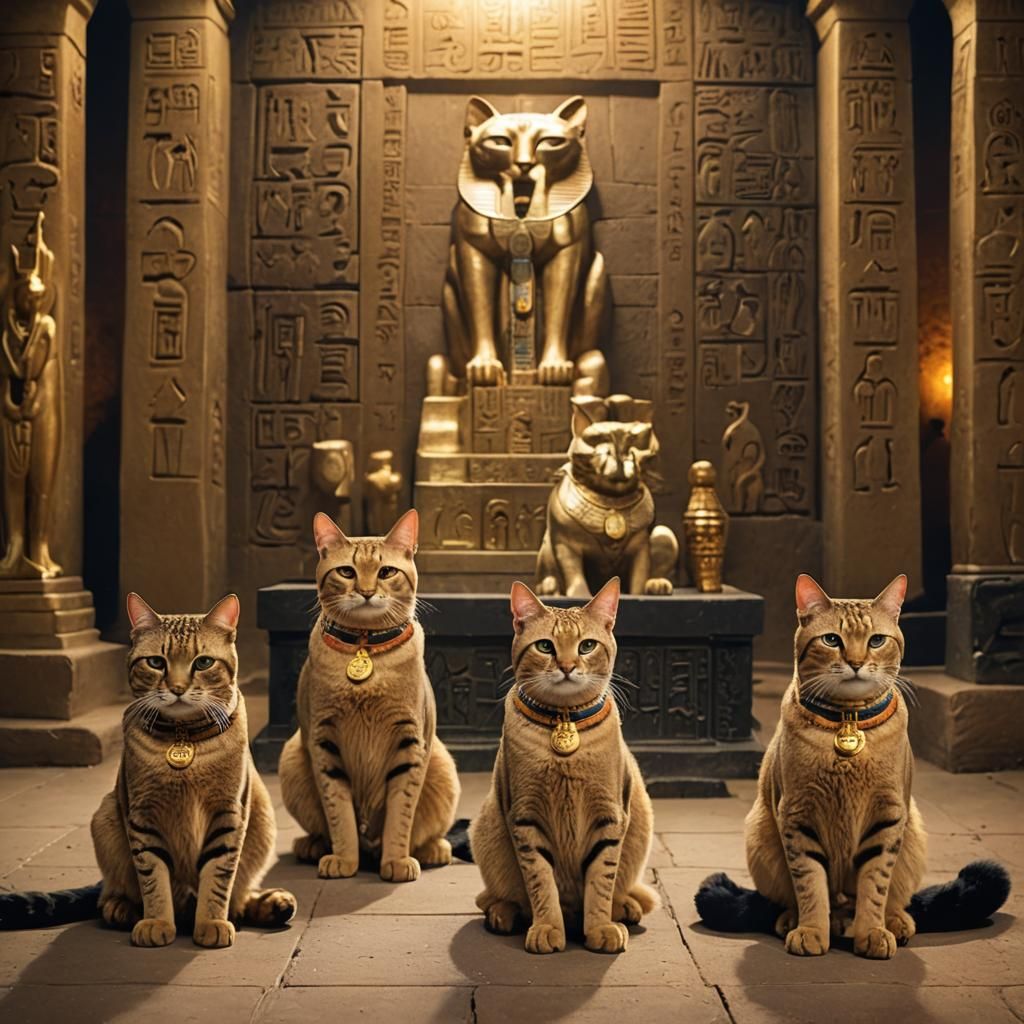 Egyptian Cats Receive Worship in Hyper-Realistic Photo