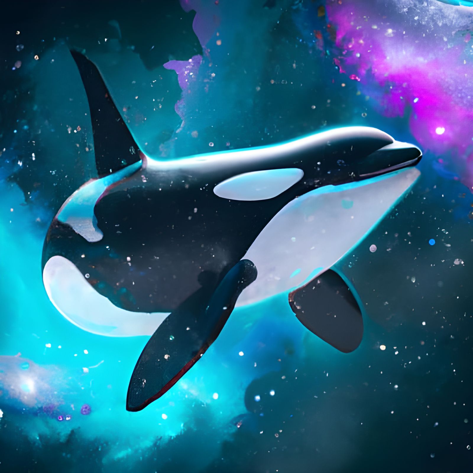Orca Whale Swimming Through Space: Cosmic Art