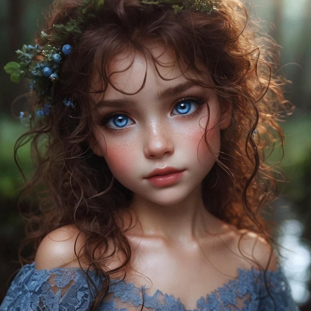 Elegant Blue Lace Dress Inspired by Fairytales