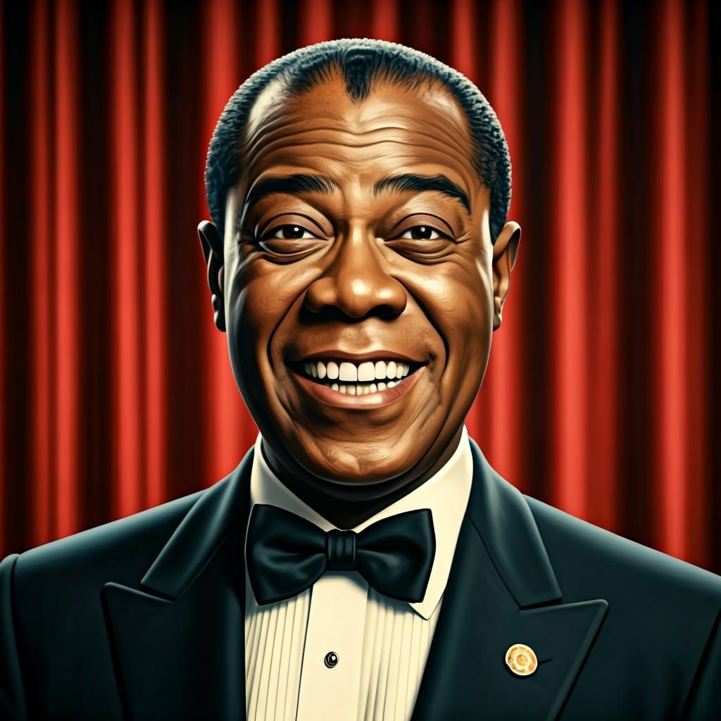Louis Armstrong Smiling Portrait in Oil Paint