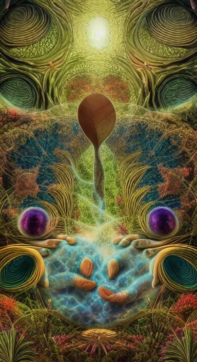 Plants Conversing with Hands, Elegant Detailed Art