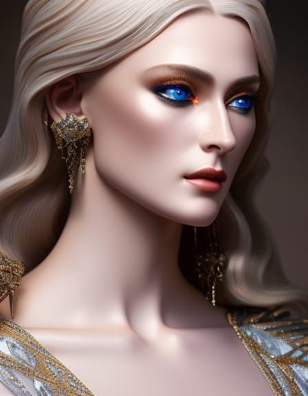 Beautiful Norse Goddess Portrait in Watercolor Style