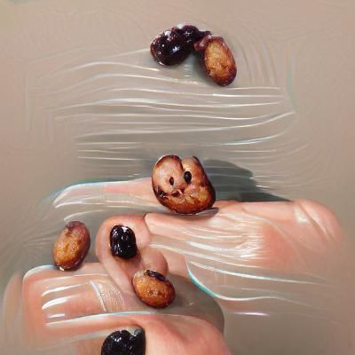 Little Crusty Fingers Holding Raisins