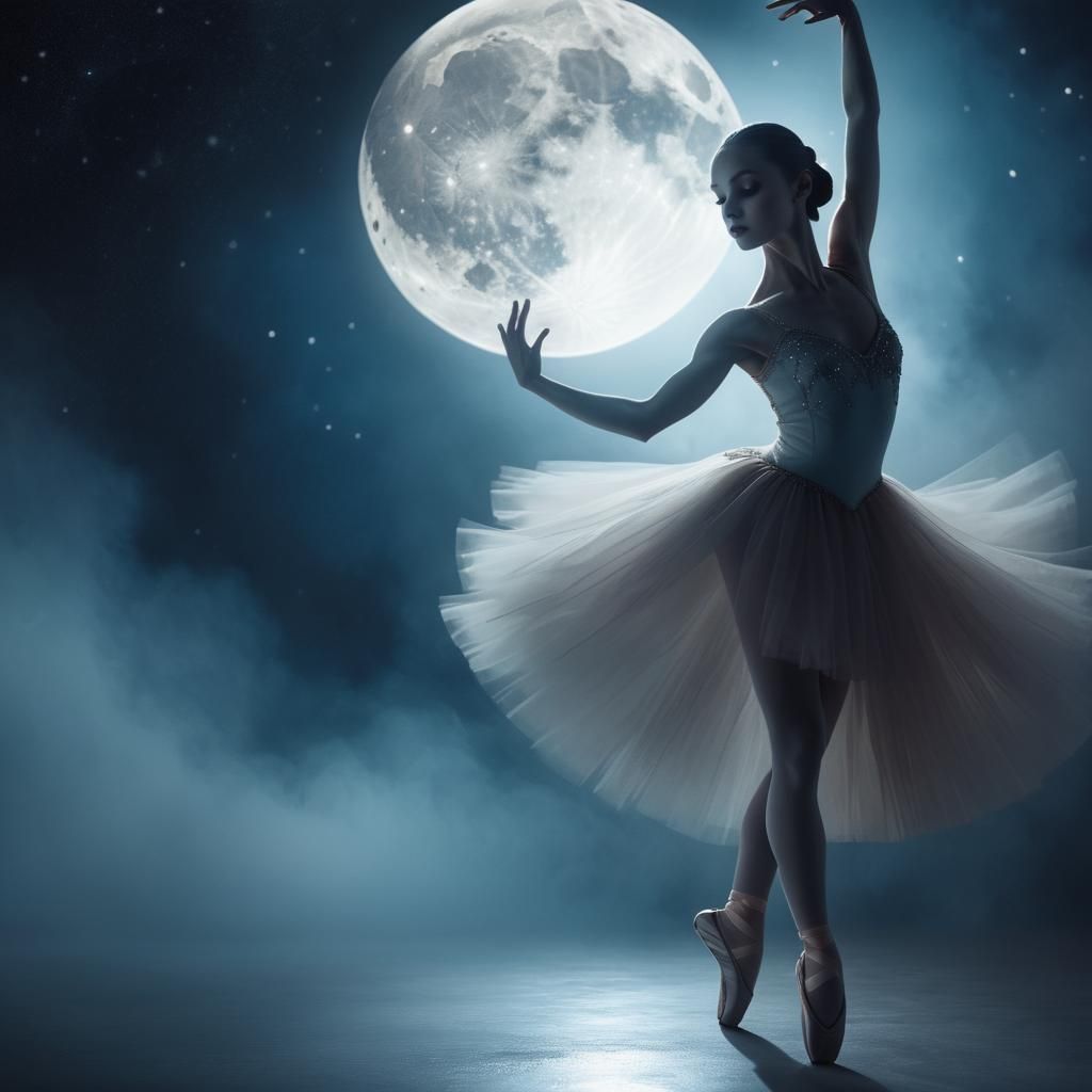 Mysterious Ballerina Dancing in Moonlight