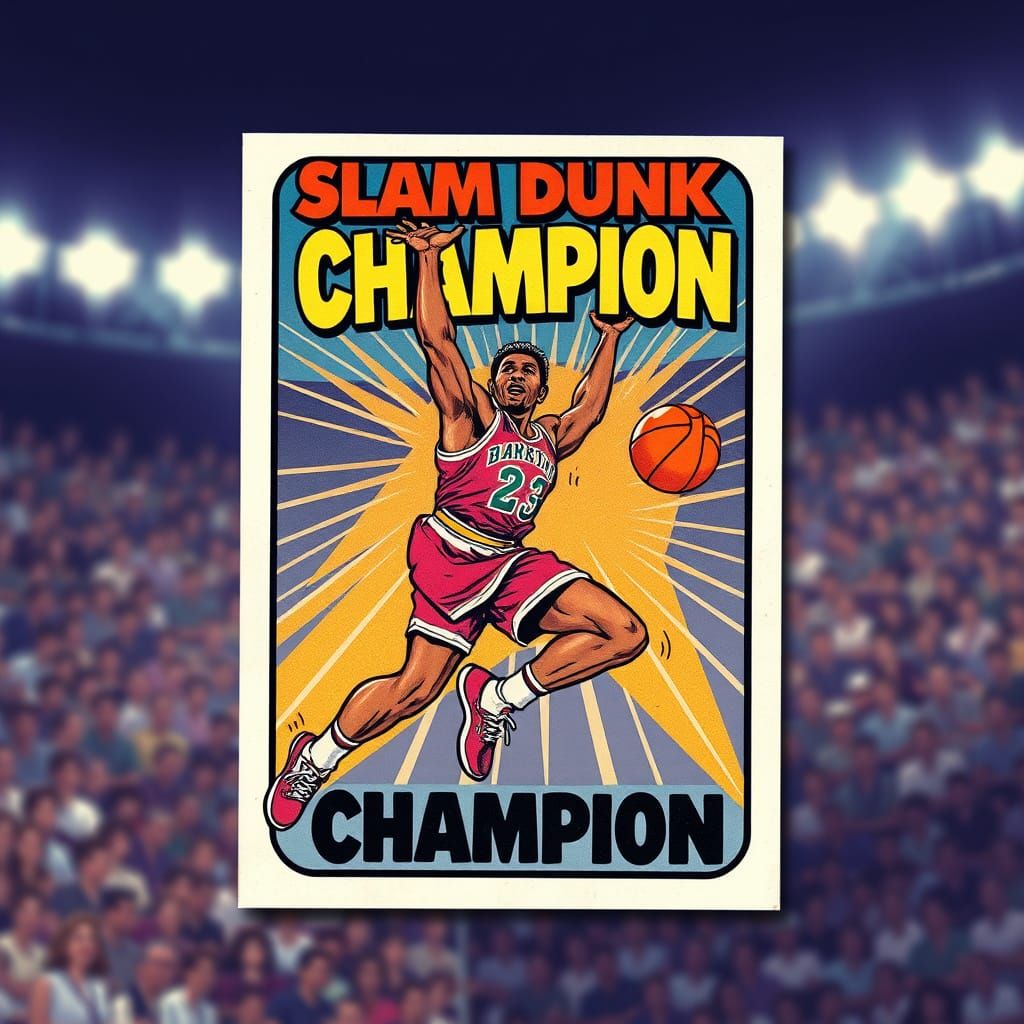 Vintage Basketball Card of Player Mid-Dunk