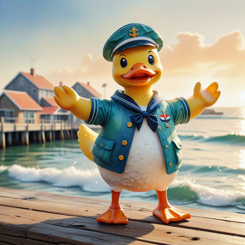 Whimsical Sailor Rubber Duck Illustration in Jean-Jacques Se...