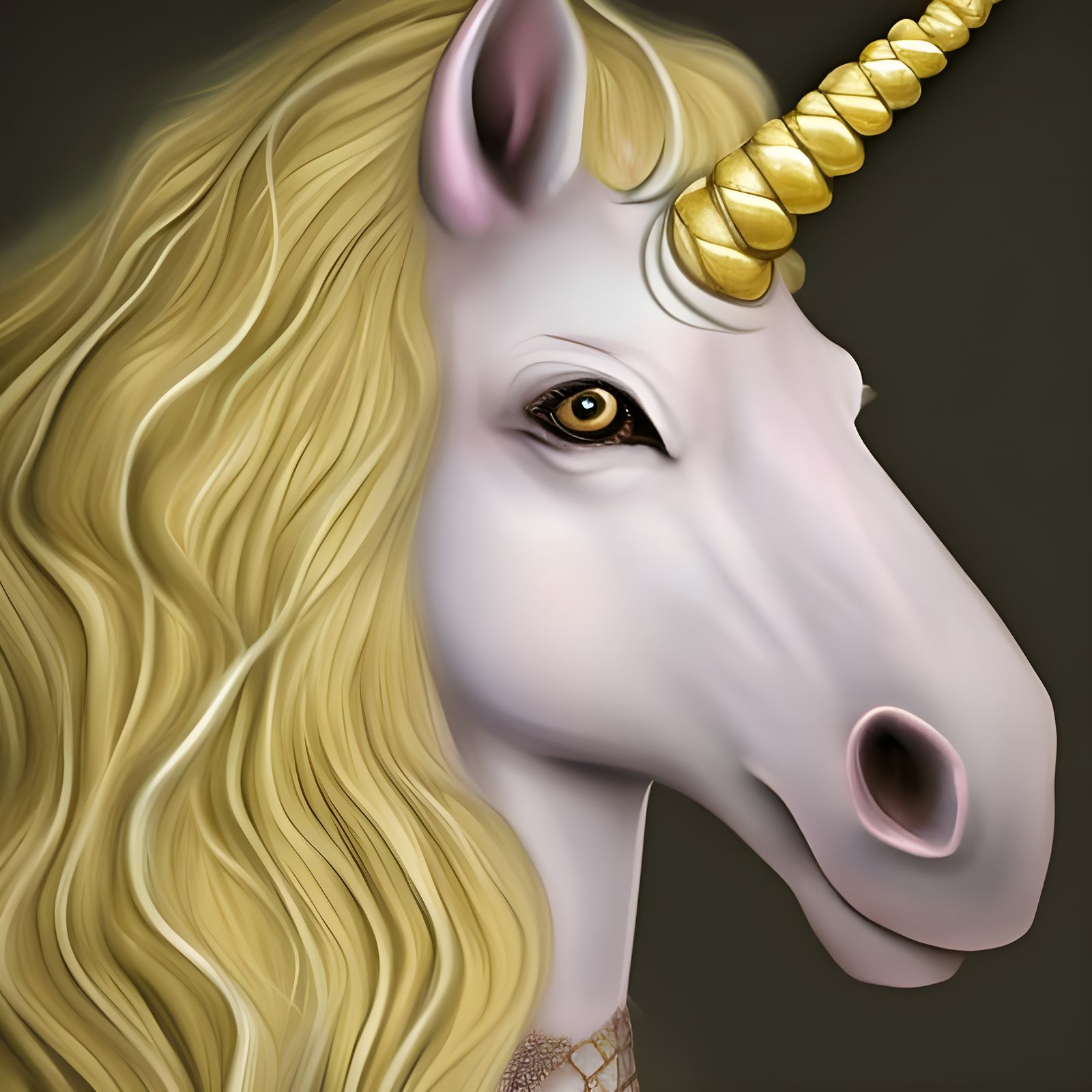 Golden Unicorn with Jewel-Encrusted Horn in 3D