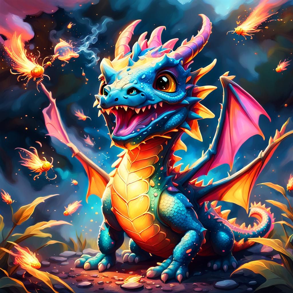 Fiery baby dragon