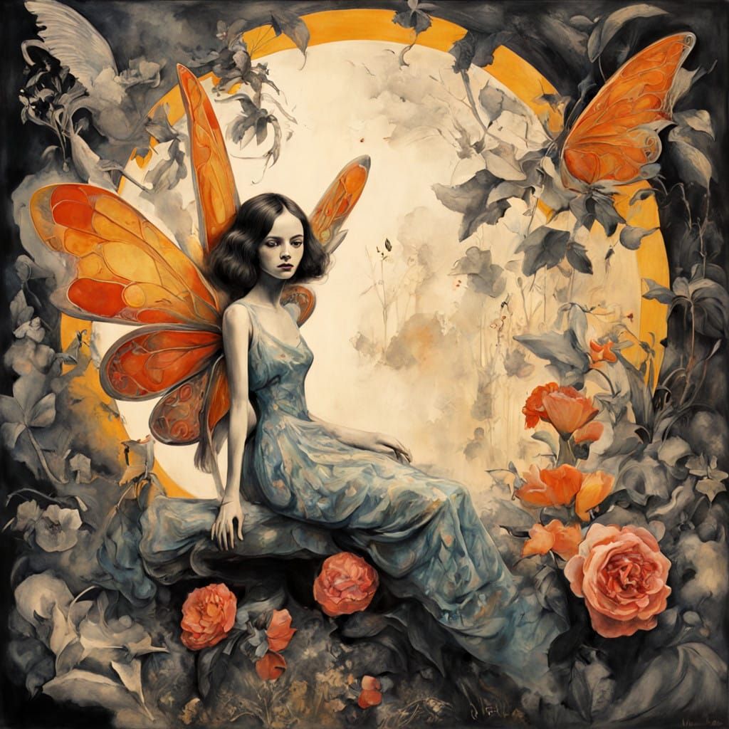 Whimsical Fae in Vibrant Garden Scene