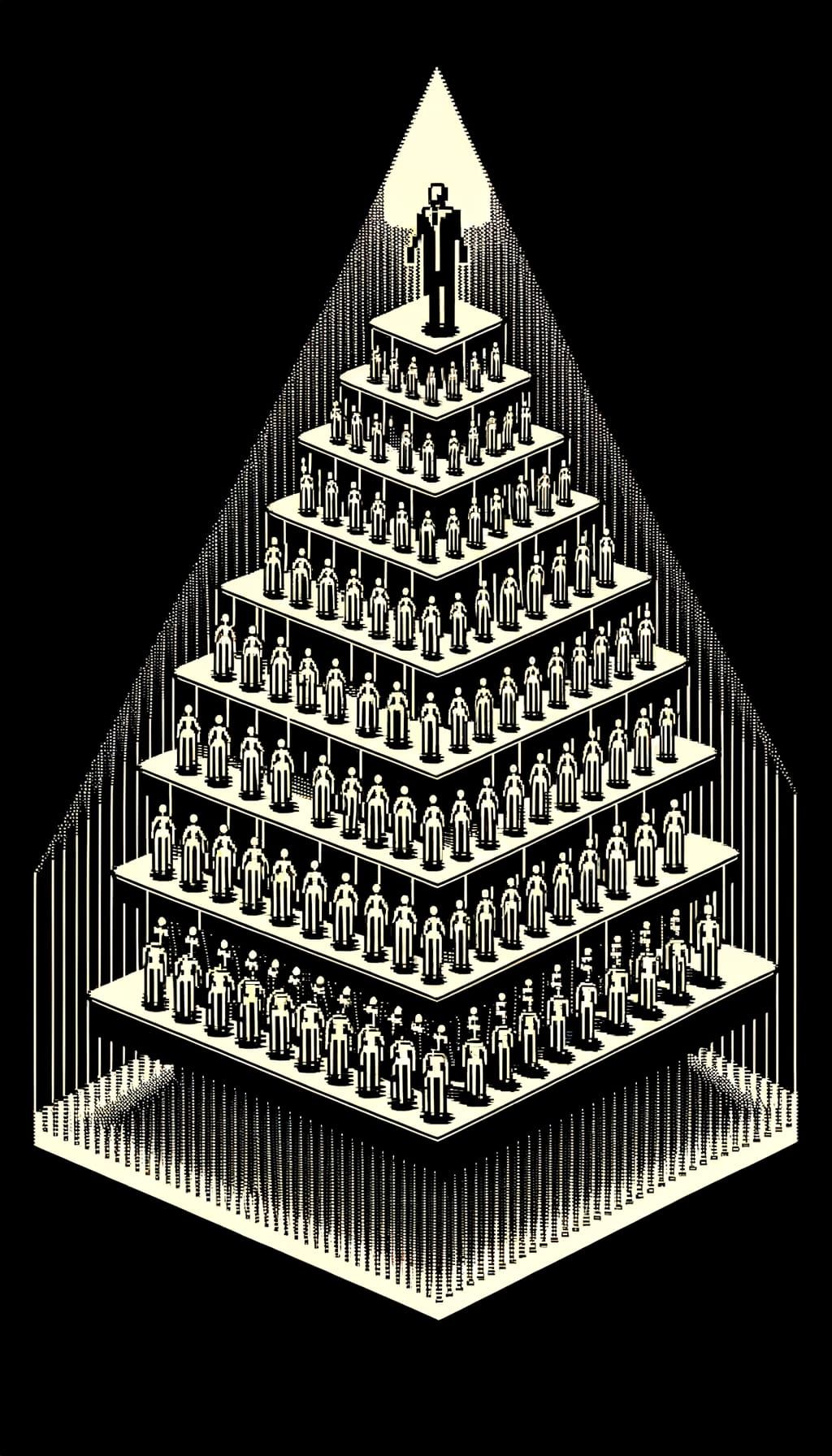 Control Hierarchy Pyramid in Vector Art Style