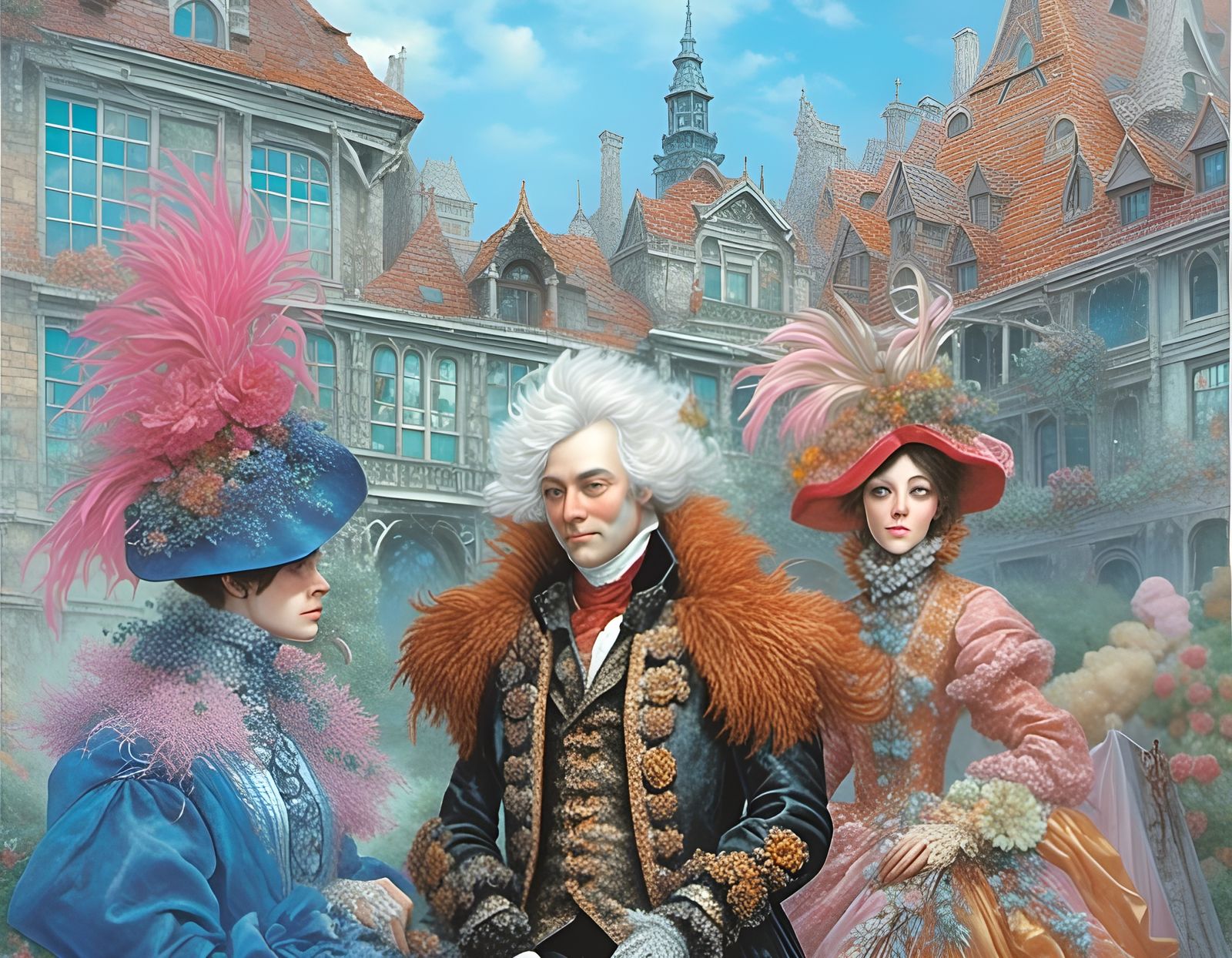 <lora:Anti color fume:1.0> Man in justua orps coat with tric...