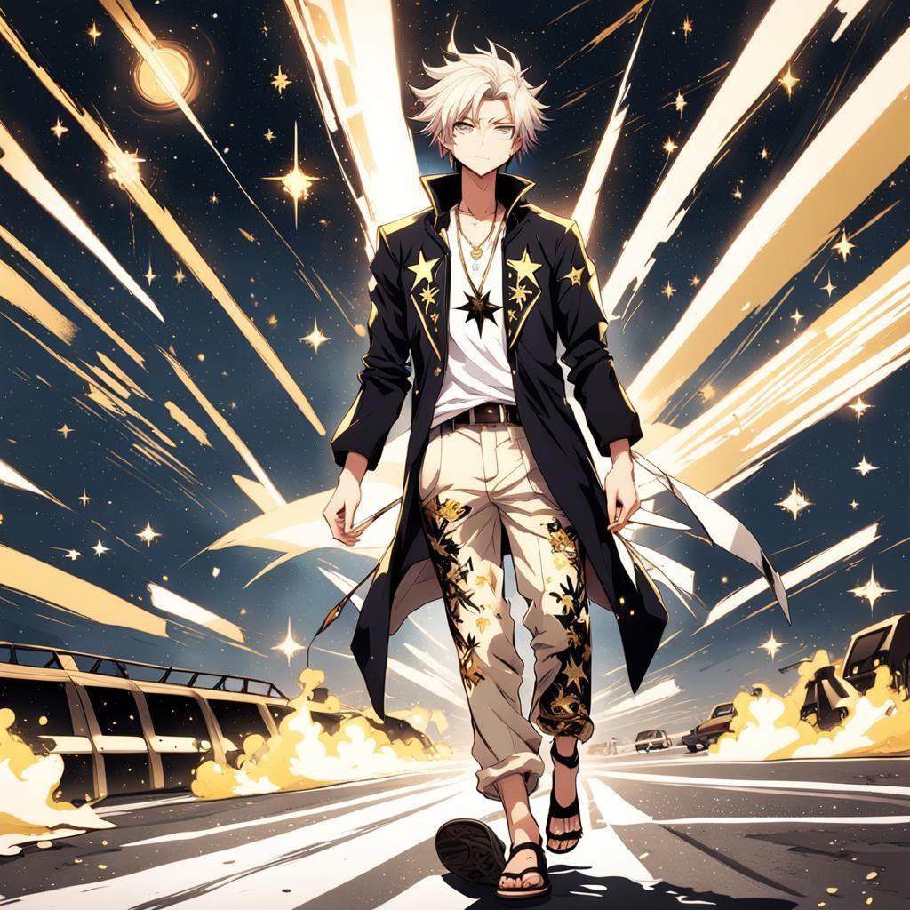 Anime Neko Boy on Celestial Racetrack