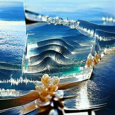 Crystal Ocean Waves, Photorealistic Image