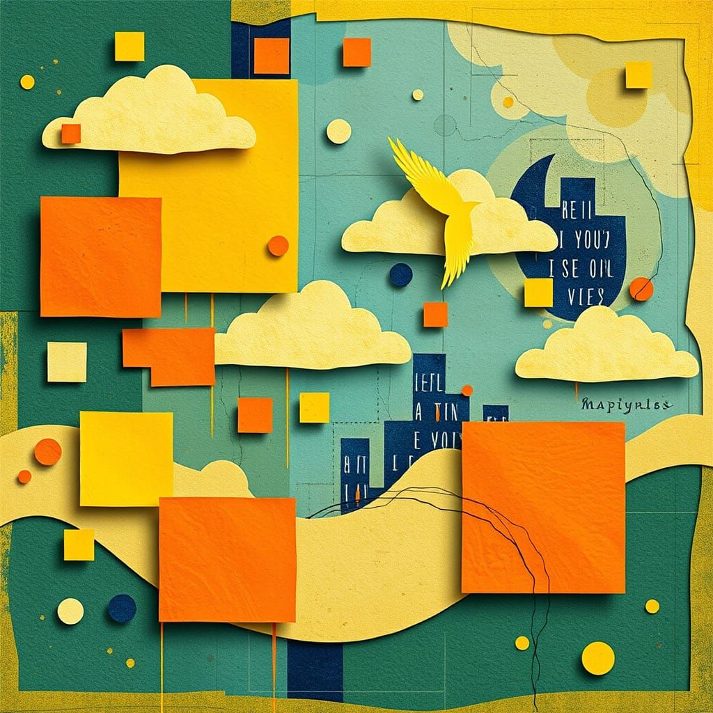 Vibrant Abstractions of Joy in Digital Collage