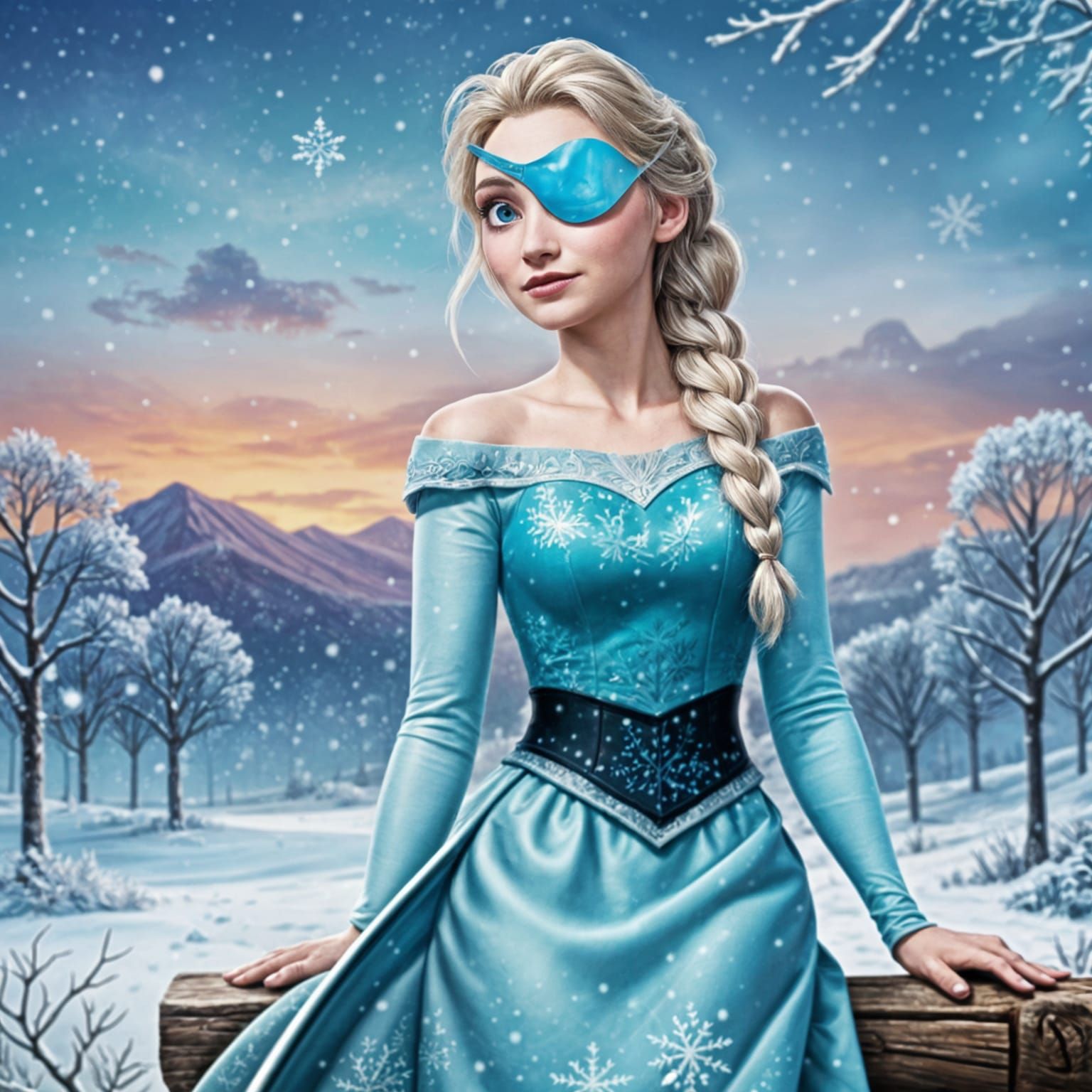 Elsa with Eyepatch in Winter Wonderland