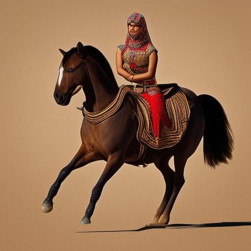 Arabian Warrior Woman on Horseback in Fantasy Art