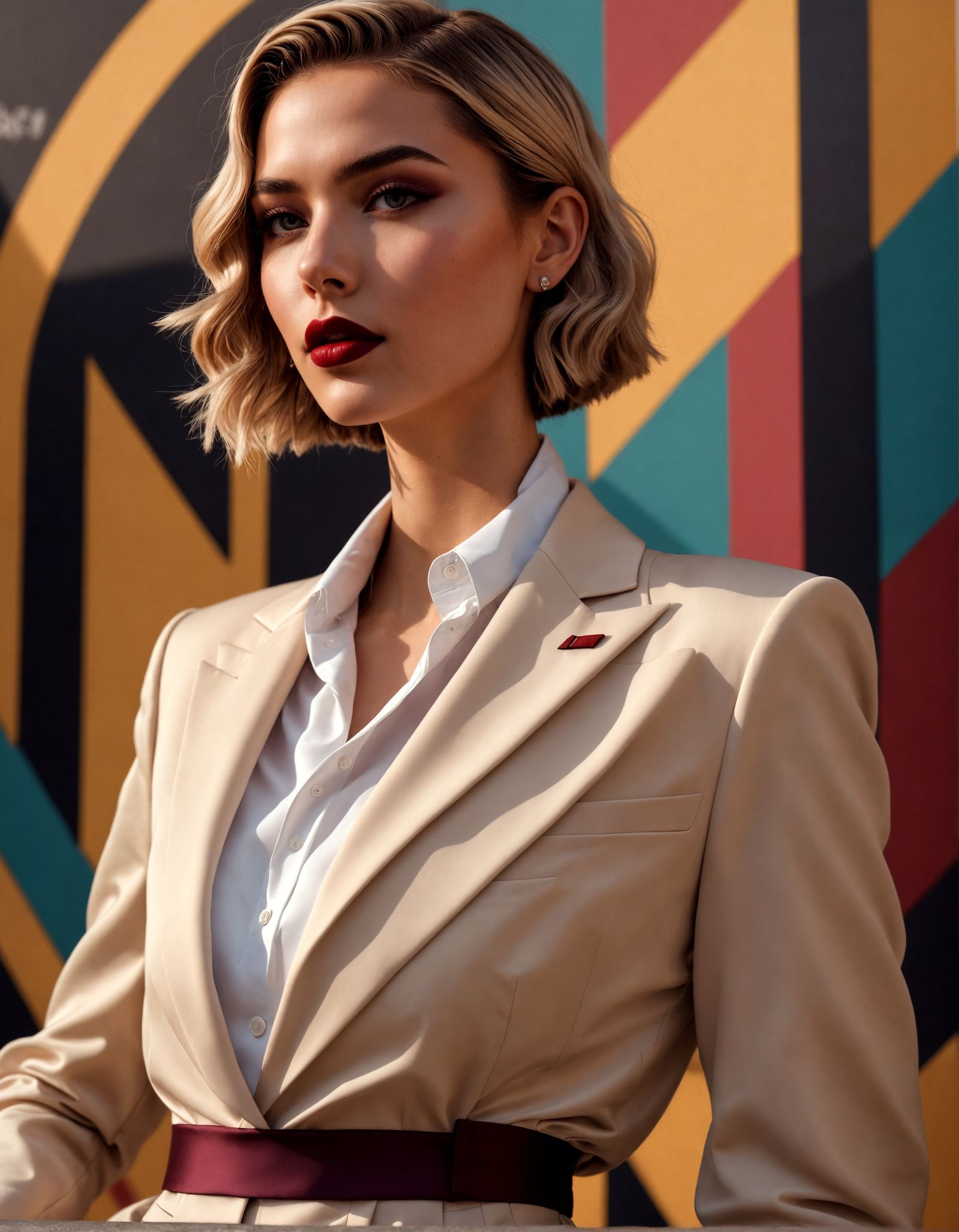 Elegant Tomboy in Art Deco Oil Painting