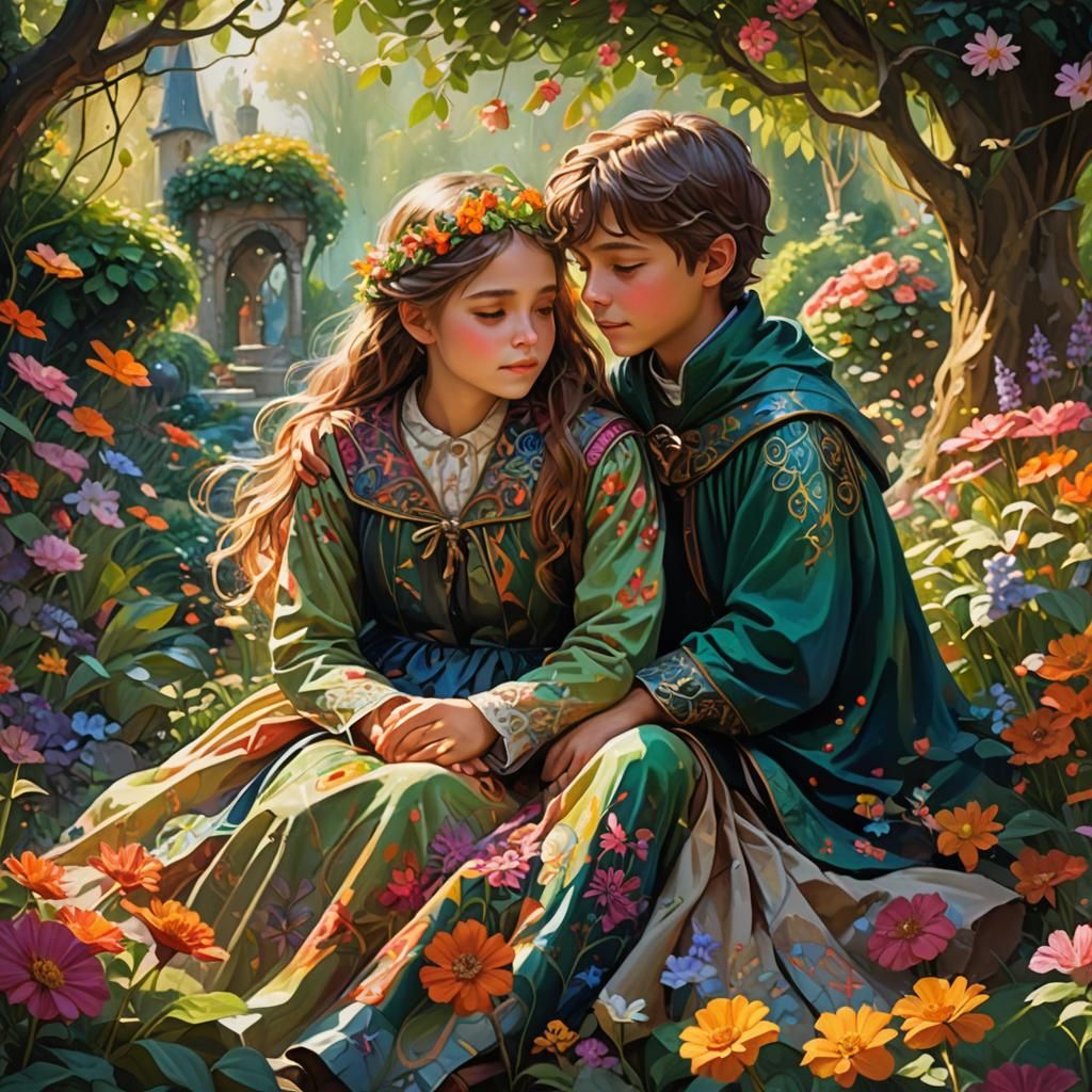 Romantic Embrace in Whimsical Garden Art