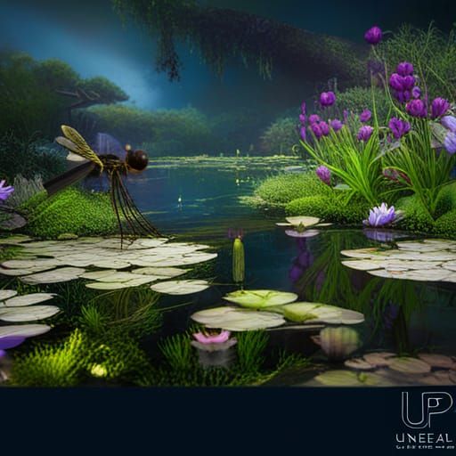 Dragonflies and Water Lilies: Fantasy Concept Art