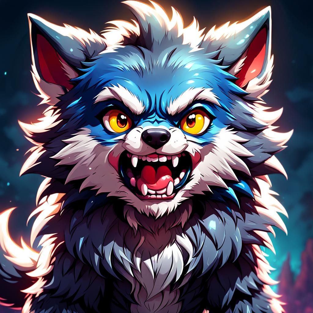 Chibi Werewolf Portrait in Vibrant Anime Style
