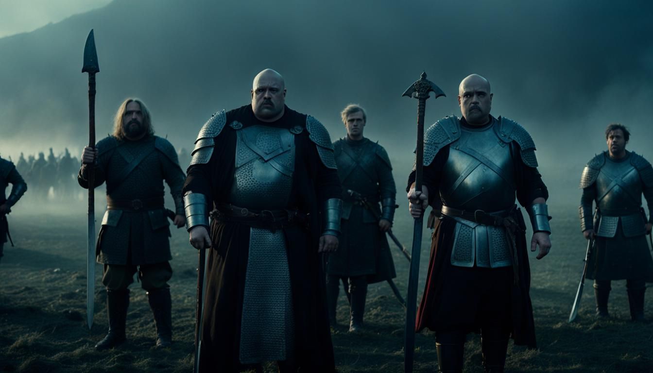 Warriors on a Battlefield in Cinematic Style