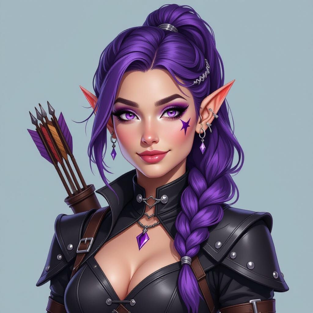 Wood Elf Warrior The Violet Arrow in Leather Armor