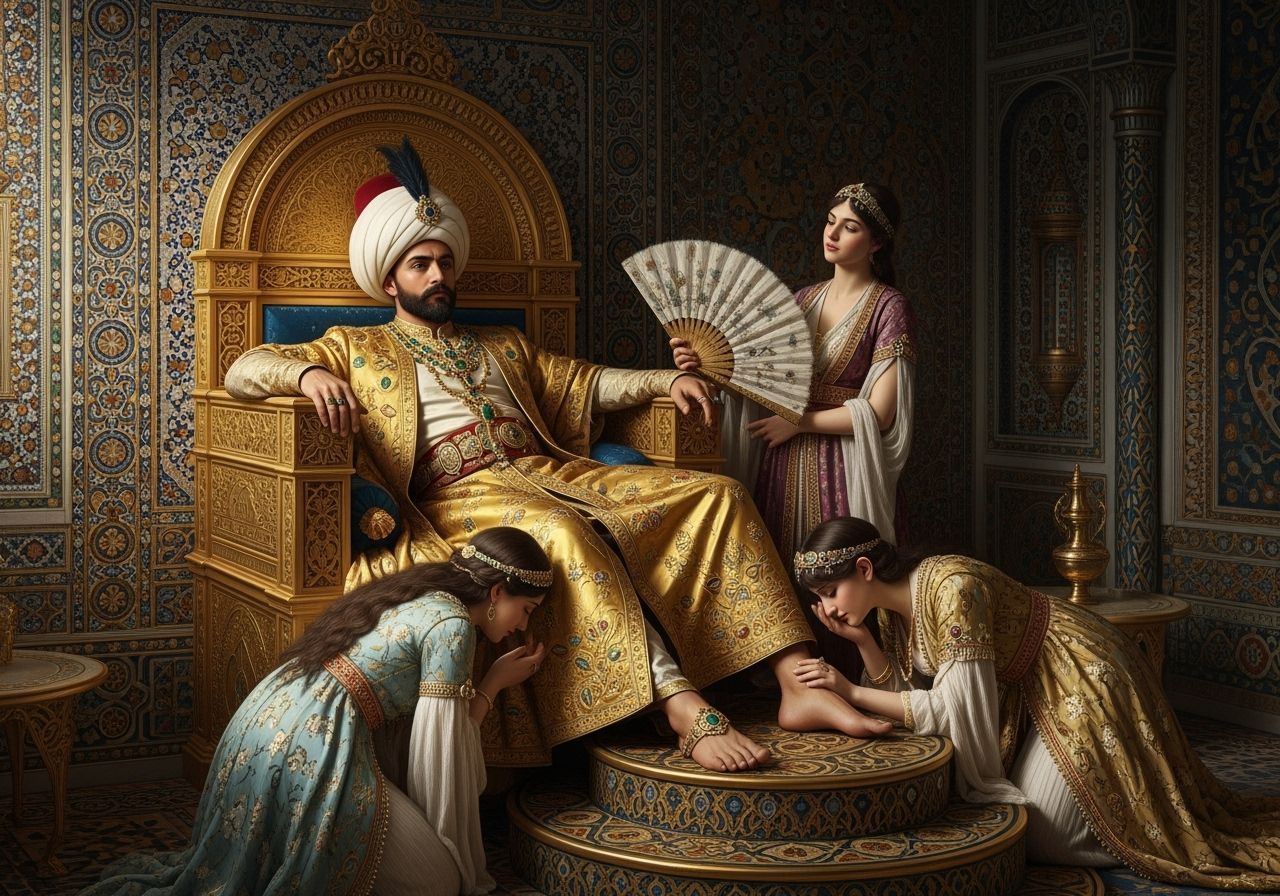 Ottoman Sultan on Lavish Throne in Ingres Style