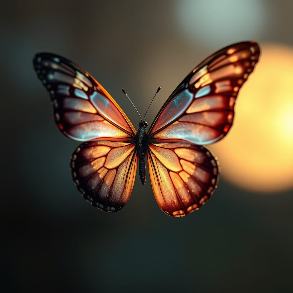 Ethereal Lunar Butterfly in Vibrant Hues