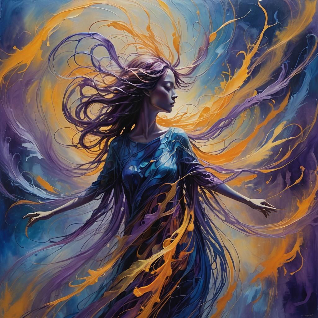 Ethereal Figure in Abstract Expressionist Style