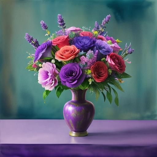 Abstract Floral Bouquet in Watercolor Style