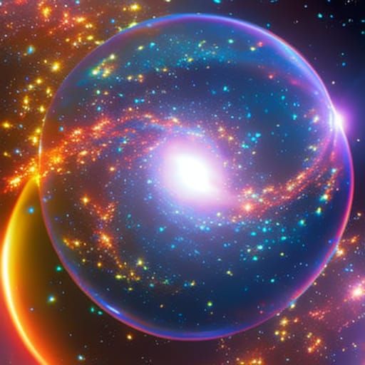 Rainbow Bubble in Space: Cinematic Galaxy Art