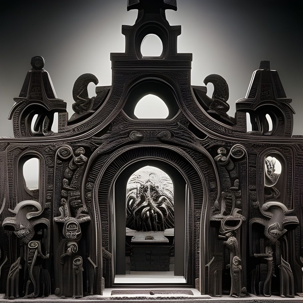 Aztec Cthulhu Temple with Black Obelisk