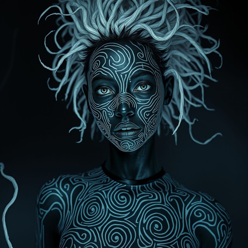 Intricate Maze Woman in Dark Mystical Style