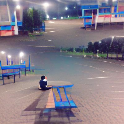 Solitary Figure in Empty Landscape