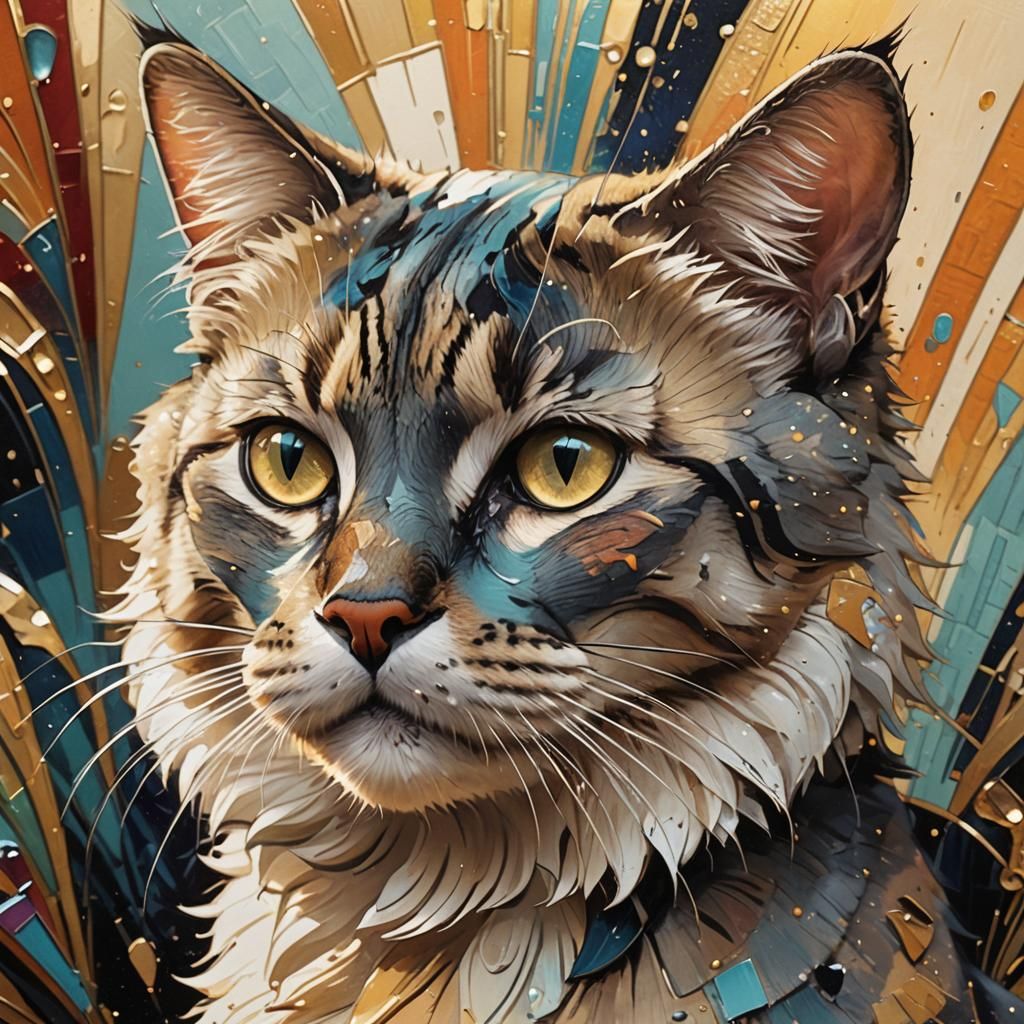 Hyperrealistic Art Deco Cat Concept Art