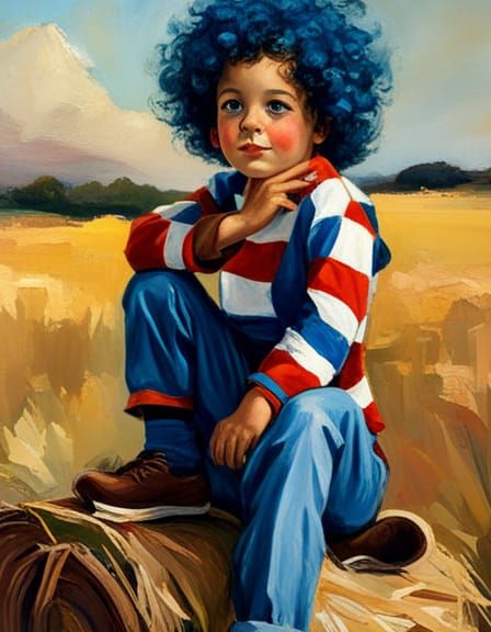 Harlequin Boy Portrait in Oil Painting Style